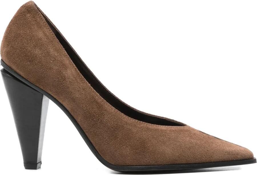 Roberto Festa 95 mm pumps met puntige neus en kegelhak Bruin