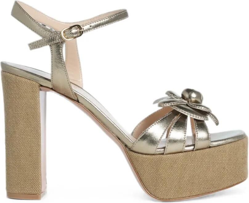 Roberto Festa Abeba sandalen met plateauzool en bloemapplicatie Goud