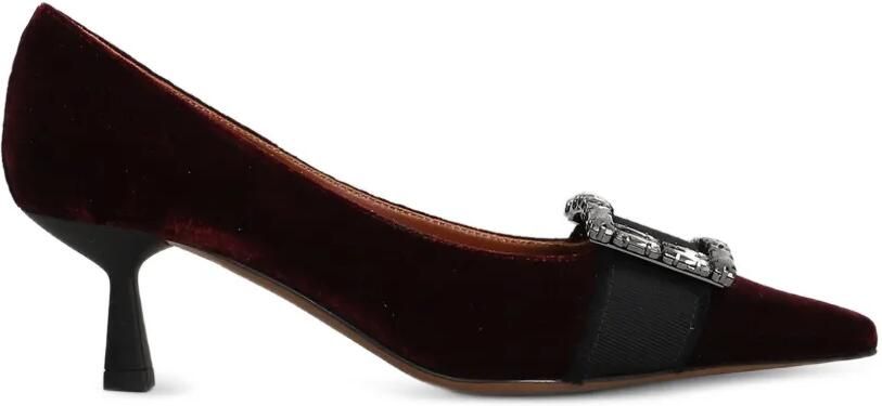 Roberto Festa Decolette fluwelen pumps met kristallen gesp Rood