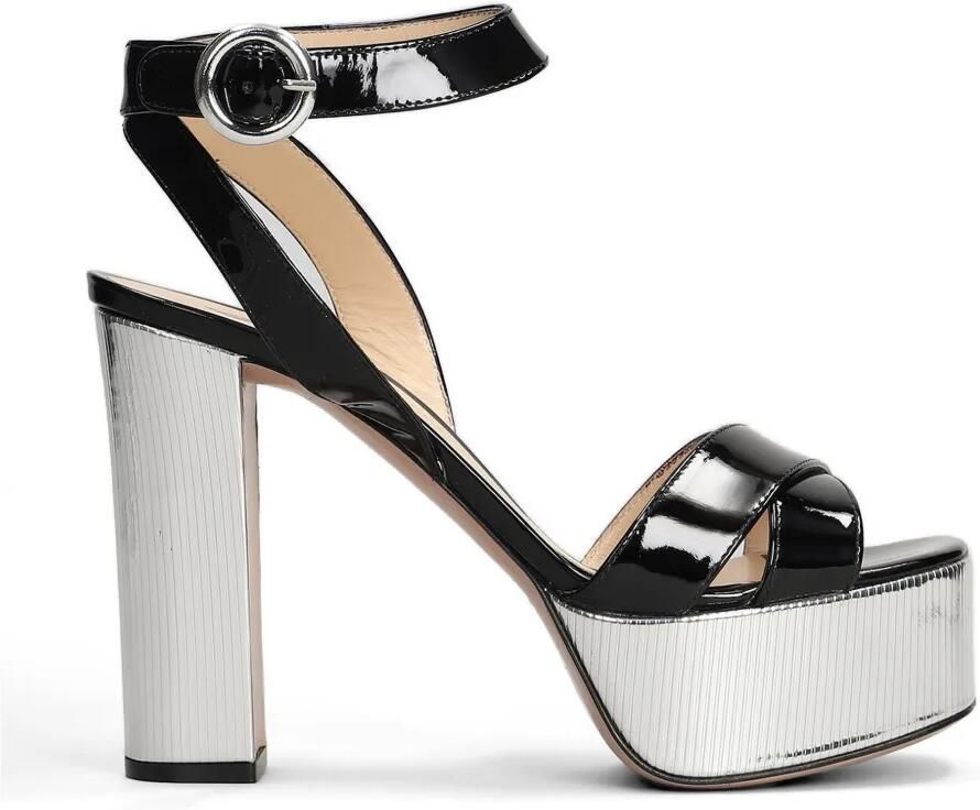 Roberto Festa Kami leren sandalen met plateauzool Zwart