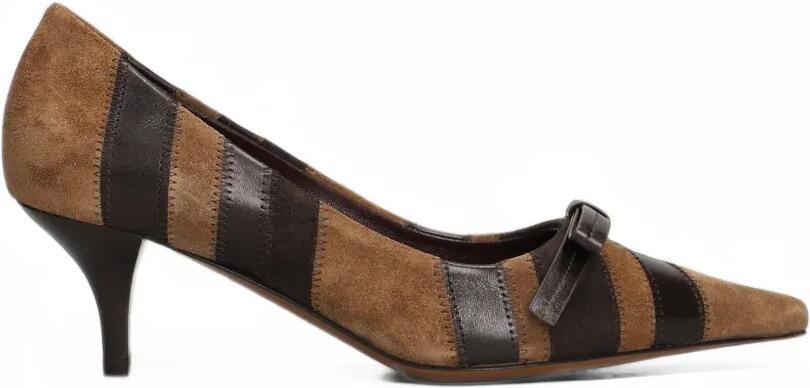 Roberto Festa Kandè striped bow-detail kitten-heel pumps Bruin