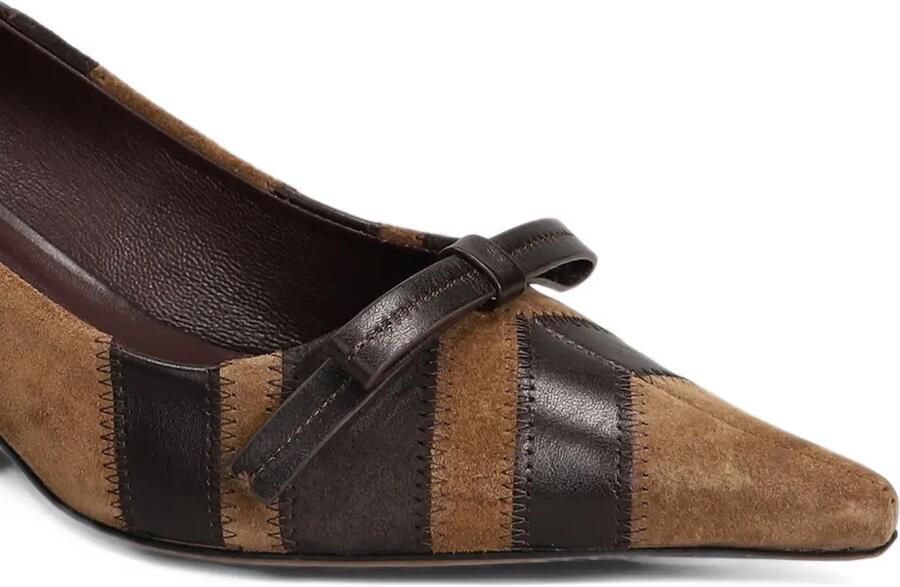 Roberto Festa Kandè striped bow-detail kitten-heel pumps Bruin - Foto 3