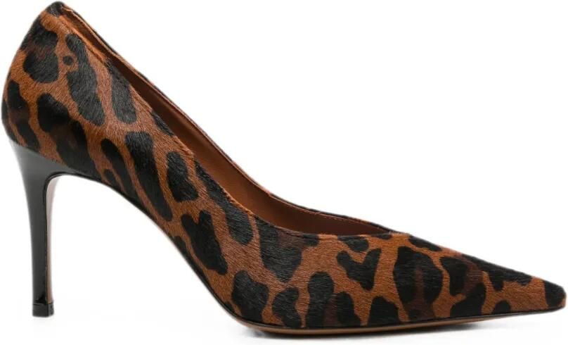 Roberto Festa Leren pumps met puntige neus hak en luipaard-print Bruin