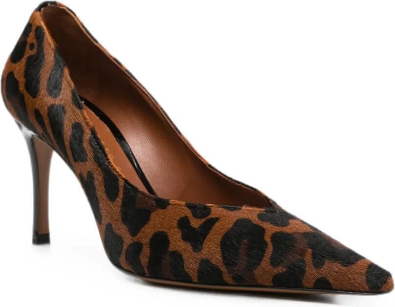 Roberto Festa Leren pumps met puntige neus hak en luipaard-print Bruin - Foto 3