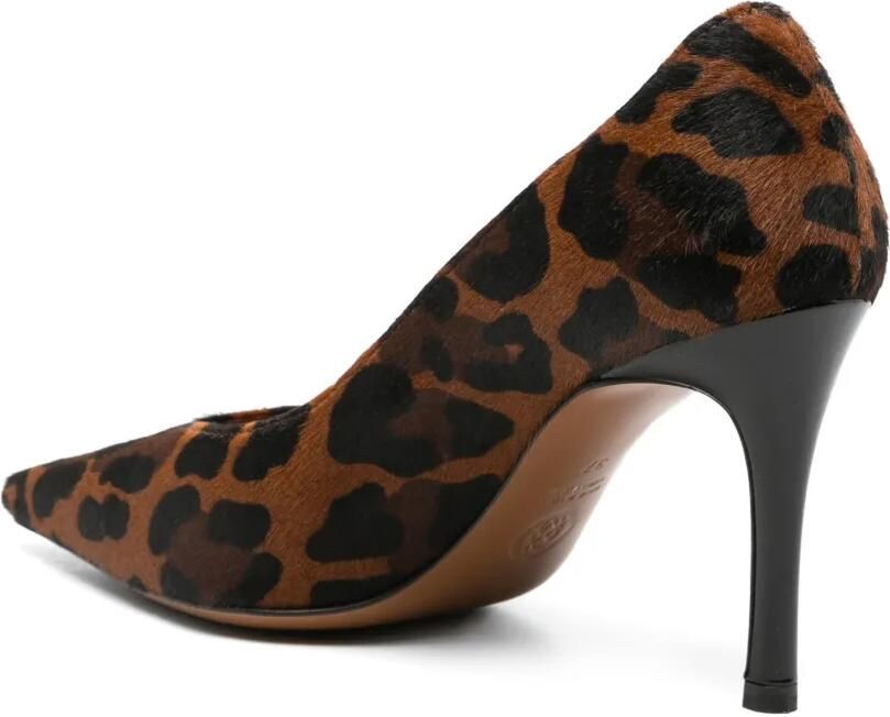 Roberto Festa Leren pumps met puntige neus hak en luipaard-print Bruin - Foto 2