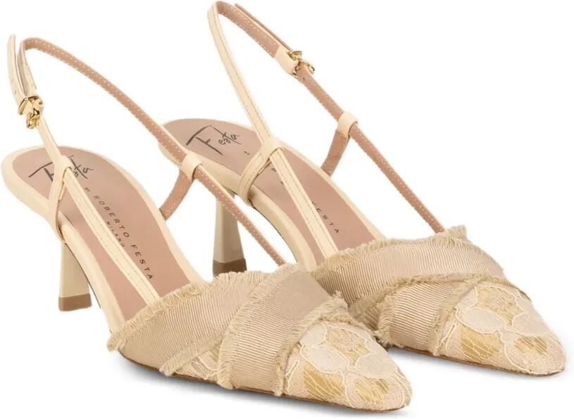 Roberto Festa Pumps met franje detail Beige - Foto 2