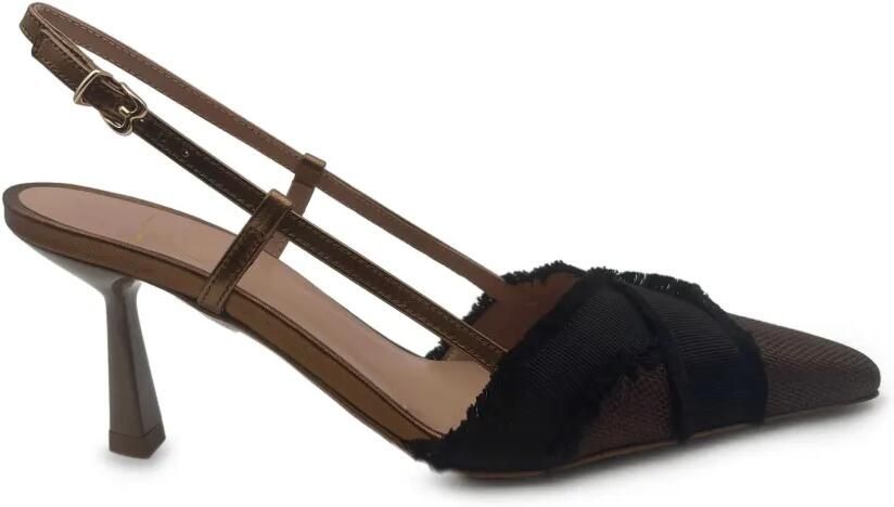 Roberto Festa Slingback pumps met franje Bruin