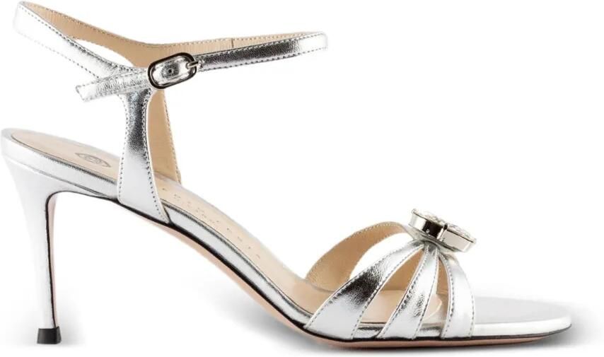 Roberto Festa Sophie Luxor metallic leren sandalen met kristallen Zilver