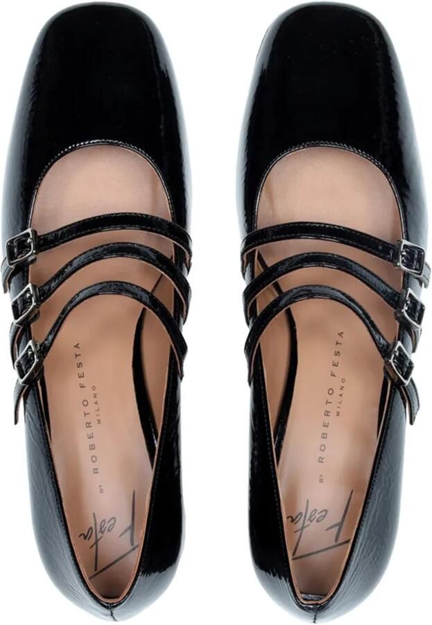 Roberto Festa triple-strap patent leather pumps Zwart - Foto 2