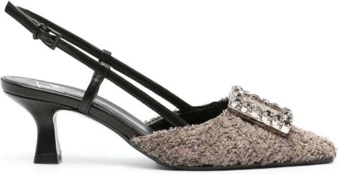 Roberto Festa Stefi 60mm crystal-embellished slingback pumps Grijs