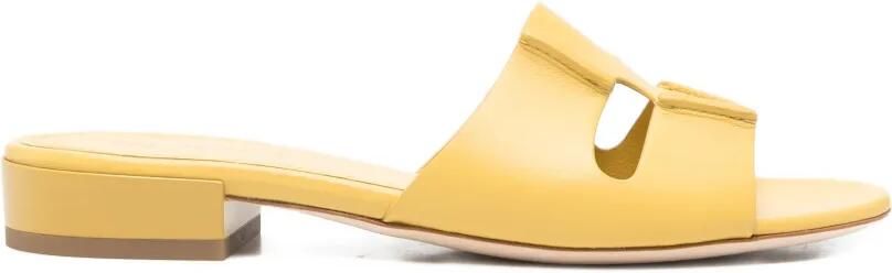 Rodo Leren sandalen met uitgesneden details Geel