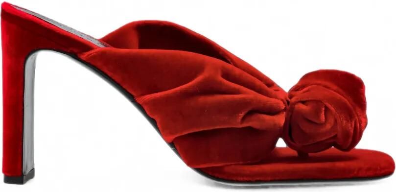 ROTATE BIRGER CHRISTENSEN Fluwelen muiltjes met bloemendetail Rood