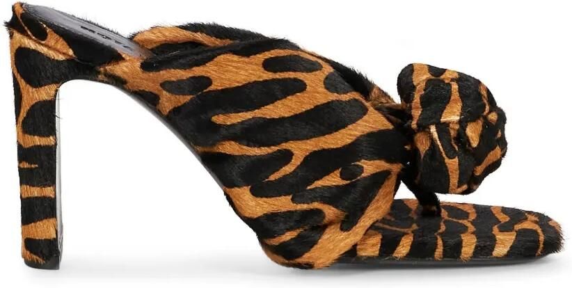 ROTATE BIRGER CHRISTENSEN Muiltjes met tijgerprint en geknoopt detail Bruin