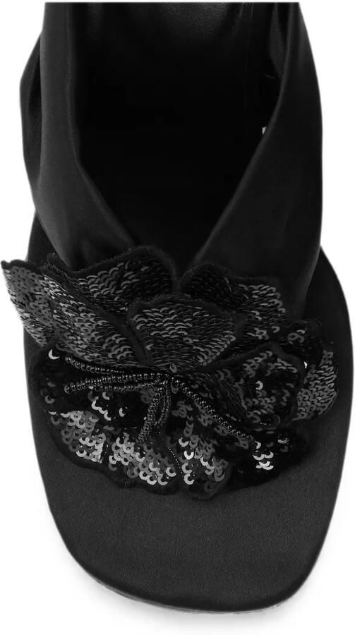 ROTATE BIRGER CHRISTENSEN Sandalen met satijnen tong en bloemen Zwart - Foto 3