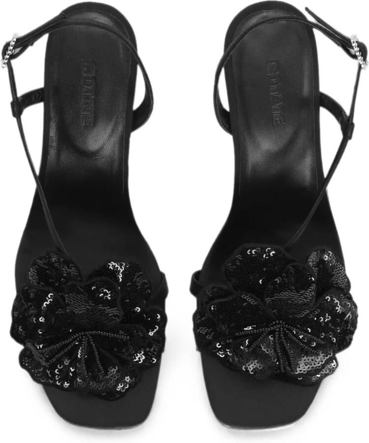ROTATE BIRGER CHRISTENSEN Satijnen sandalen met bloemen Zwart - Foto 2