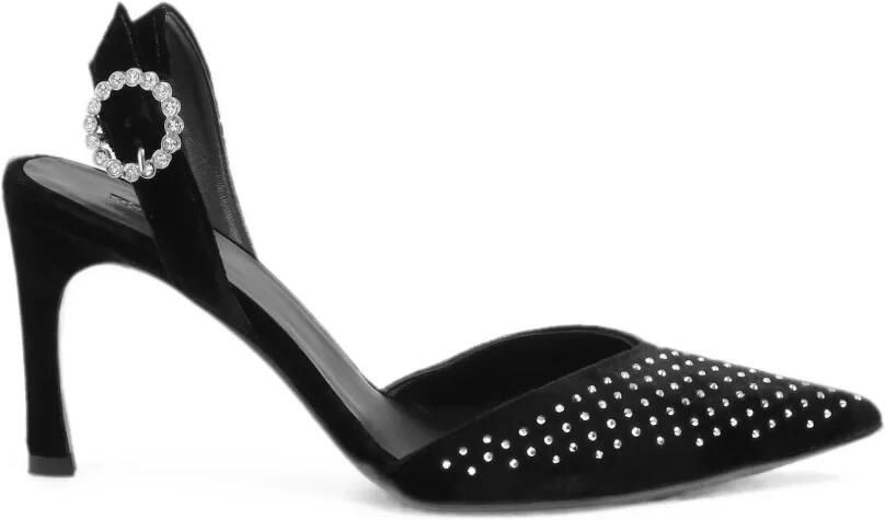 ROTATE BIRGER CHRISTENSEN Fluwelen slingback muiltjes met stras Zwart