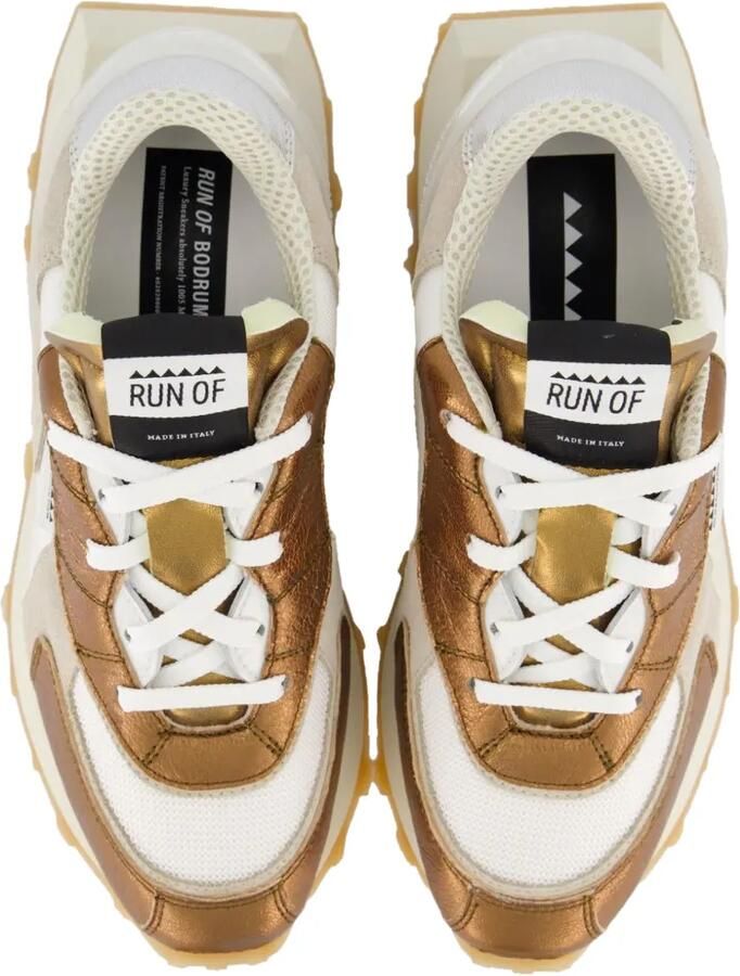 RUN OF Alloy W sneakers met metallic-effect en vlakken Wit