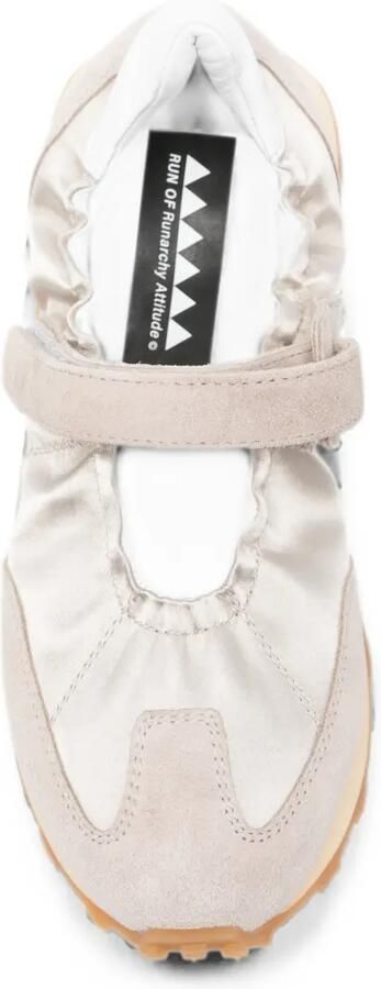 RUN OF Bambola sneakers met suède vlak en klittenband Beige - Foto 4