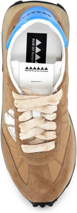 RUN OF Sneakers met suède vlakken Beige - Foto 4