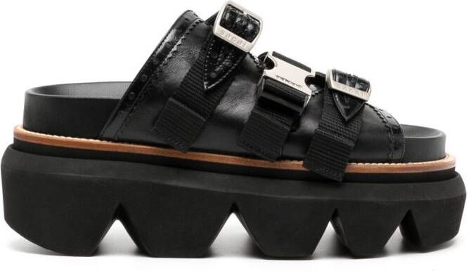 Sacai Rockstud Slide leren sandalen Zwart