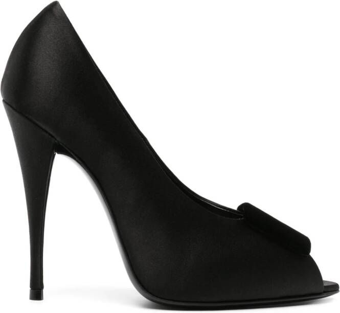 Saint Laurent 115mm satijnen pumps met open neus Zwart