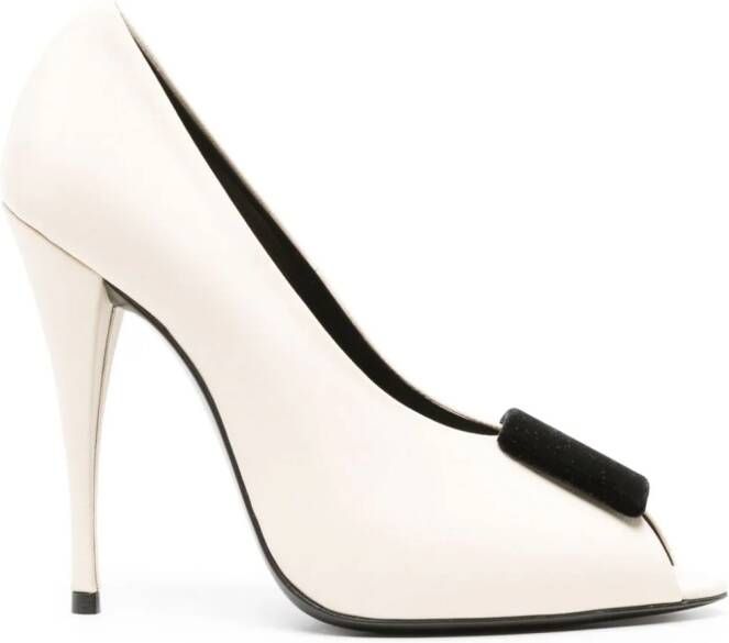 Saint Laurent 115mm zijden pumps met open neus Beige