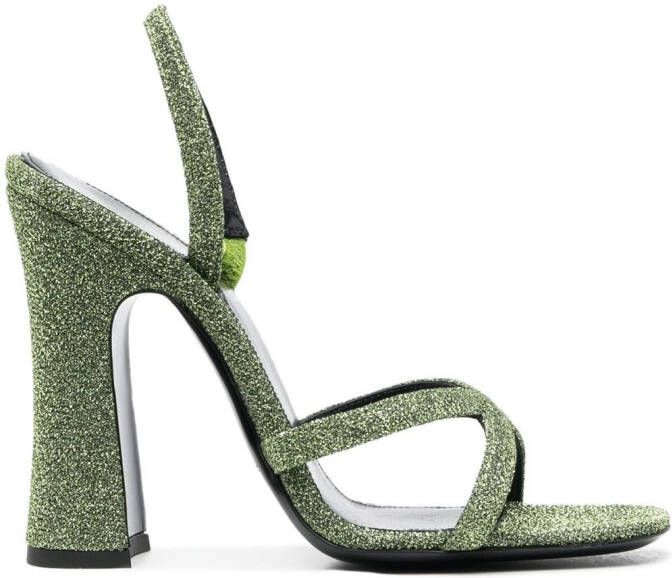 Saint Laurent Arancha lurex sandalen Groen