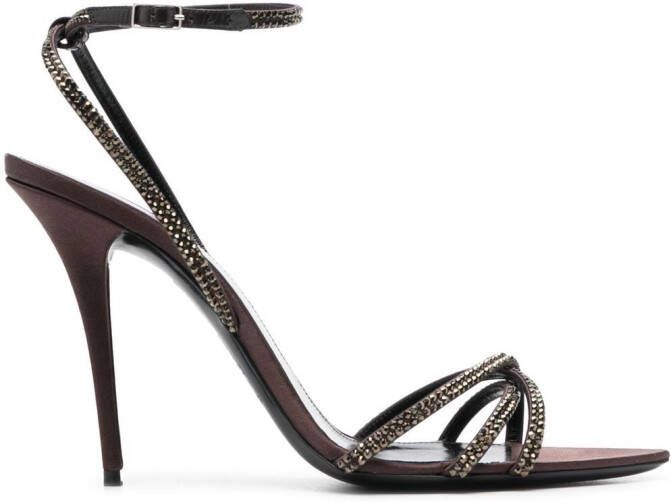 Saint Laurent Ava 105 verfraaide sandalen Bruin