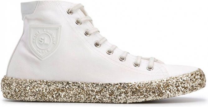 Saint Laurent Bedford sneakers met glitterzool Beige