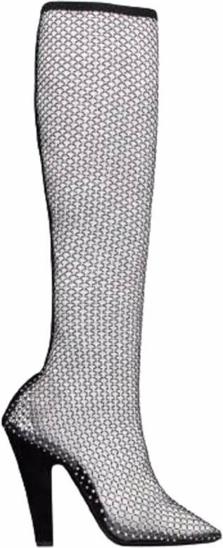 Saint Laurent Boots in mesh with rhinestones Zwart