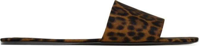 Saint Laurent Carlyle slippers met luipaardprint Bruin