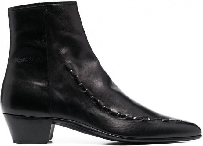 Saint Laurent Casey leren enkellaarzen Zwart