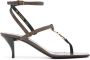 Saint Laurent Cassandra leren sandalen Bruin - Thumbnail 1