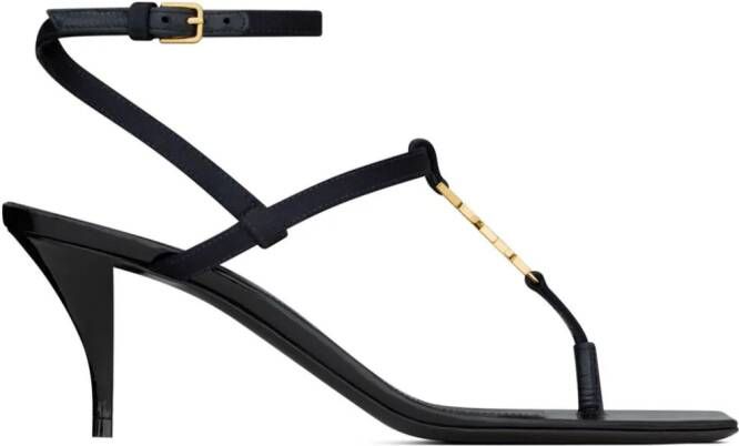 Saint Laurent Cassandra leren sandalen Blauw