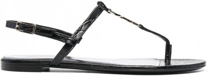 Saint Laurent Cassandra sandalen met open teen dames leerleerleer 35.5 Zwart