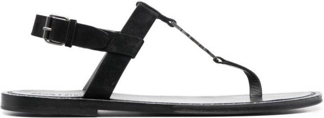 Saint Laurent Cassandra sandalen met logo-plakkaat Zwart