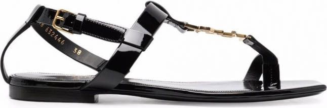 Saint Laurent Cassandra sandalen met logo Zwart