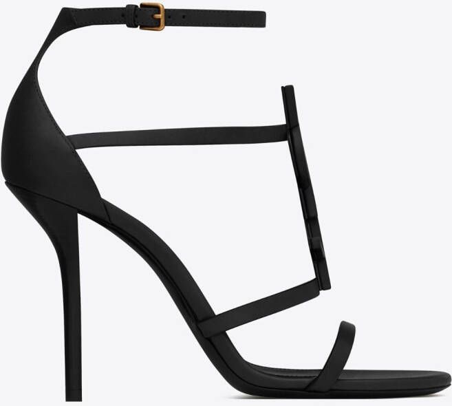 Saint Laurent Cassandra sandalen met logo Zwart