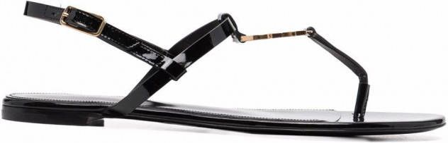 Saint Laurent Cassandra sandalen met logoplakkaat Zwart