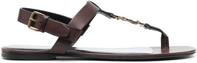 Saint Laurent Cassandre sandalen met gespsluiting Bruin