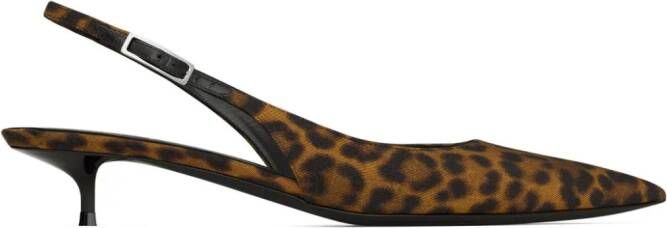 Saint Laurent Cherish 35mm pumps met luipaardprint Bruin