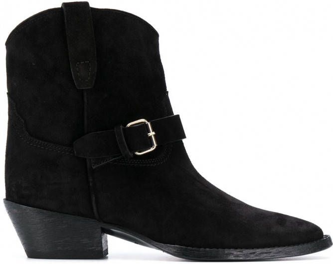 Saint Laurent Cowboylaarzen met gesp Zwart