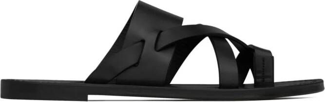 Saint Laurent Culver leren slippers Zwart