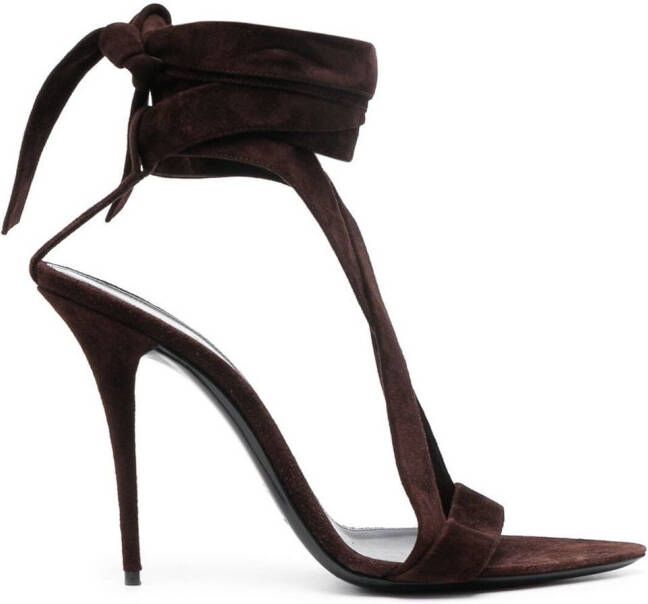 Saint Laurent Deva leren sandalen Bruin