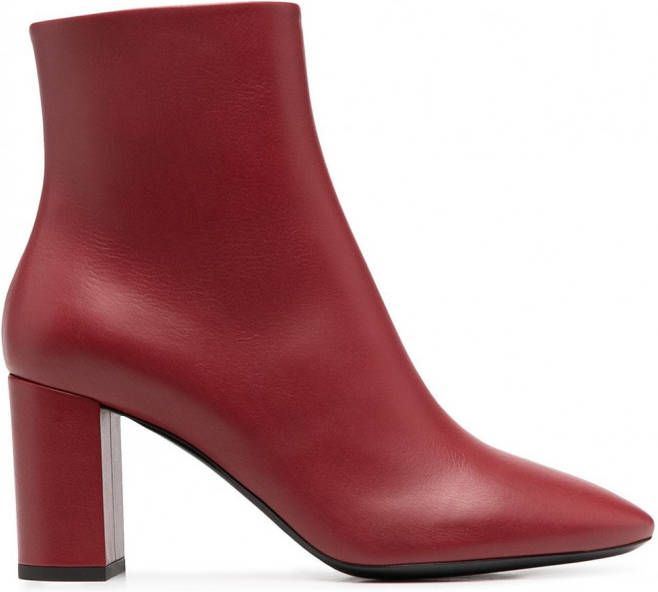 Saint Laurent Enkellaarzen met middelhoge hak dames leerleerleer 36.5 Rood