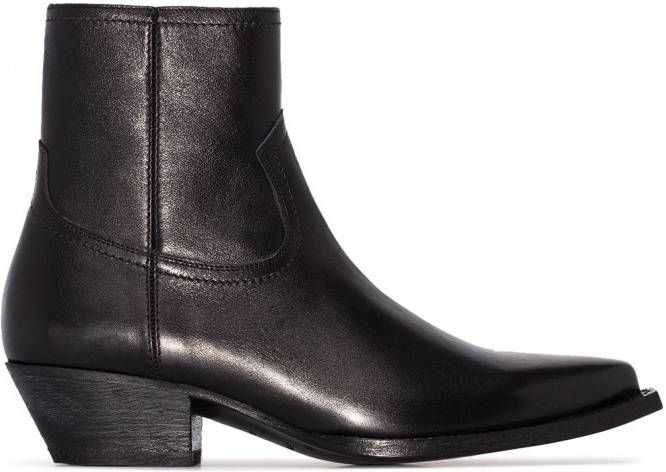 Saint Laurent Enkellaarzen met rits Zwart
