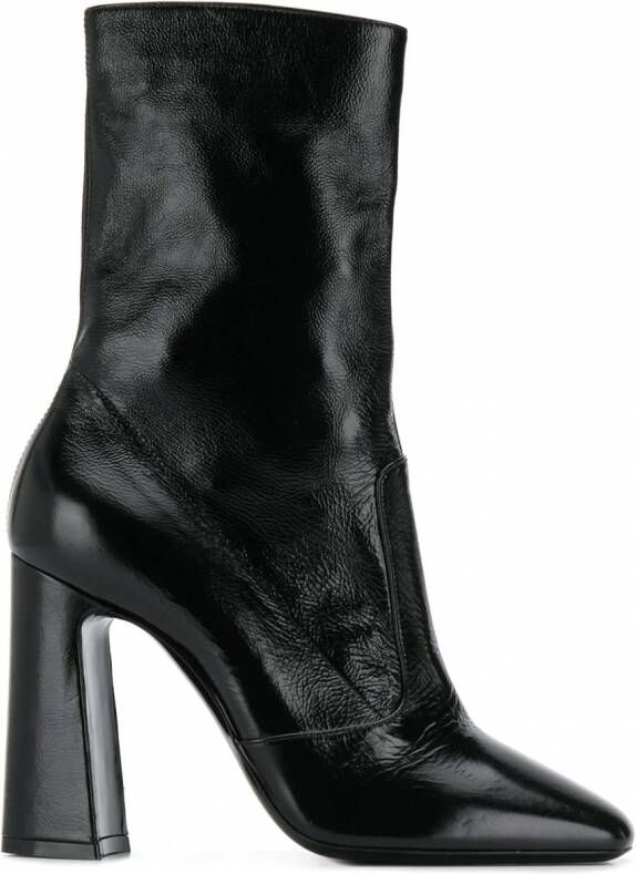 Saint Laurent Enkellaarzen met vierkante neus Zwart
