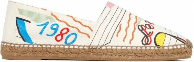 Saint Laurent Espadrilles met borduurwerk Wit