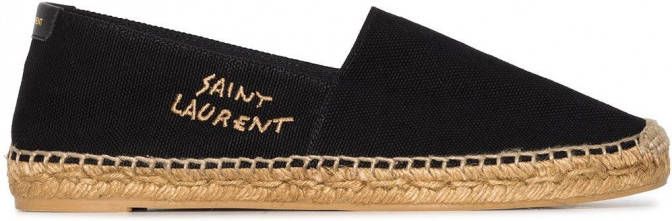 Saint Laurent Espadrilles met geborduurd logo Zwart