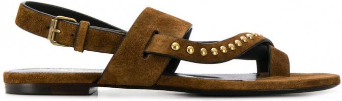 Saint Laurent Gia sandalen met studs Bruin